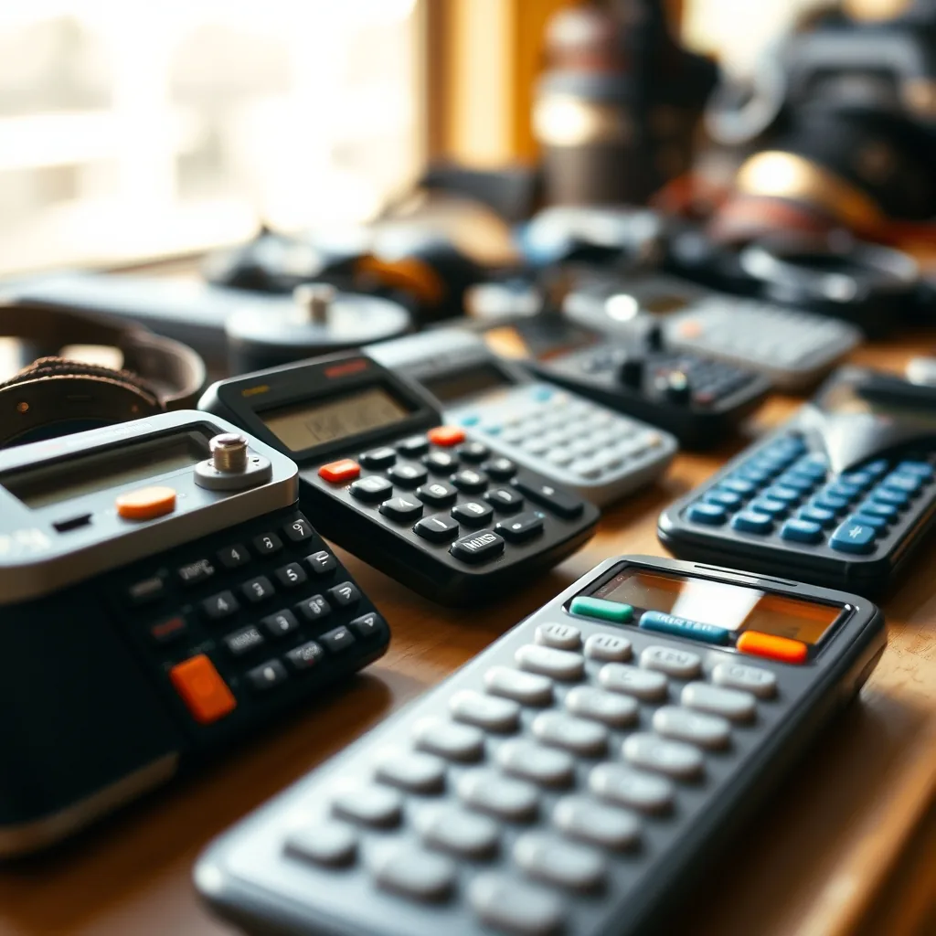 Autographs & Memorabilia: calculators and real gear takes.