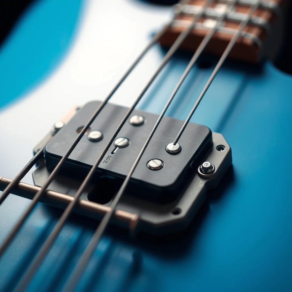 Bass guitar body showing Jazz pickup configuration and controls