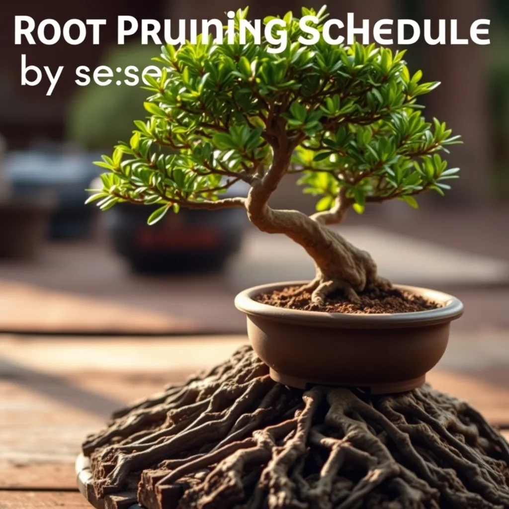 Root pruning schedule by species: pines, deciduous, and tropicals