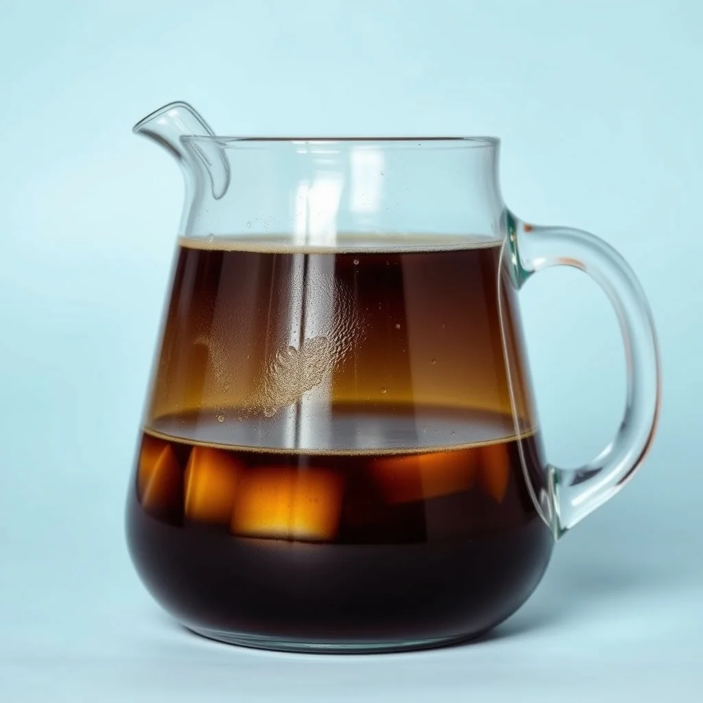 Cold brew coffee pitcher with condensation on glass