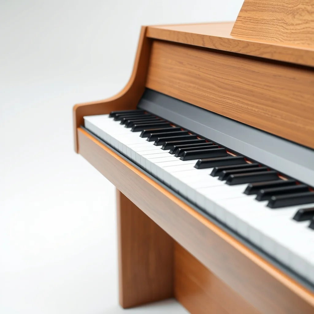 Digital piano with 88 weighted keys close-up product photograph