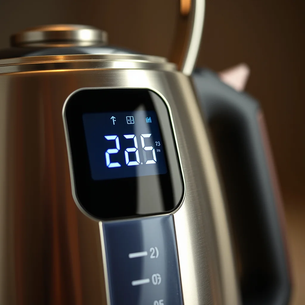 Electric kettle temperature control panel close-up