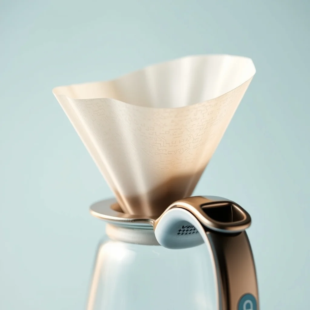 V60 dripper with filter and gooseneck kettle close-up